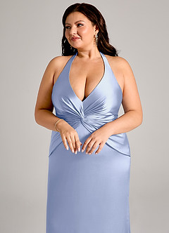 Azazie Valerie Jurken voor bruidsmeisjes Jurk van Stretch Satijn met Zeemeermin Geplooid Ijs image13