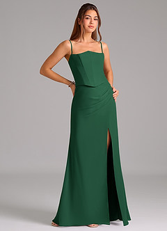 Azazie Jenine Bridesmaid Dresses Dark Green Mermaid Strapless Chiffon Dress image6