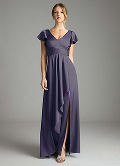 Azazie Omari Bridesmaid Dresses Stormy A-Line Stretch Satin Dress image3