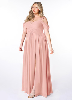 Azazie Lianne Bridesmaid Dresses Rosette A-Line Off the Shoulder Chiffon Dress image9