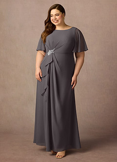 Azazie Rain Mother of the Bride Dresses Steel Grey Sheath Beaded Chiffon Dress image8