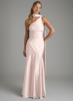 Azazie Amara Brudtärnklänningar Klänning av Sjöjungfru i Stretch Satin One-shoulder Rodnande Rosa image3