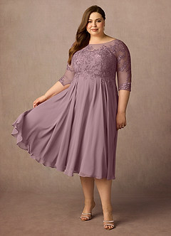 Azazie Marge Mother of the Bride Dresses Dusty Rose A-Line Scoop Lace Chiffon Dress image8
