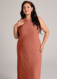 Azazie Doretta Bridesmaid Dresses Clay Mermaid Pleated Chiffon Dress image11