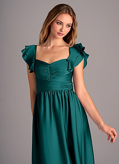 Azazie Anaya Bridesmaid Dresses Peacock A-Line Sweetheart Neckline Stretch Satin Convertible Dress image6