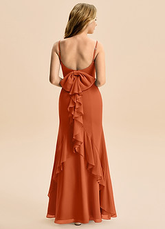 Azazie Lioren Junior Burnt Orange Mermaid Bow Chiffon Dress image3