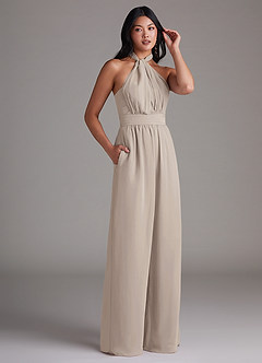 Azazie Lamara Bridesmaid Dresses Frost Off the Shoulder Chiffon Convertible Jumpsuit image12
