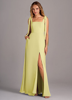 Azazie Debra Bridesmaid Dresses Lemon Sorbet A-Line with Pockets Chiffon Convertible Dress image1