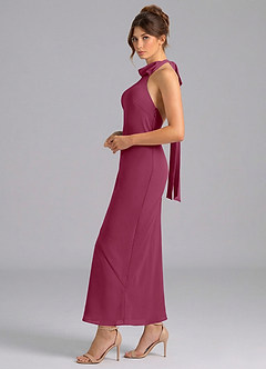 Azazie Velli Bridesmaid Dresses Mulberry Mermaid High Neck Chiffon Dress image4