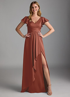 Azazie Omari Bridesmaid Dresses Auburn A-Line Stretch Satin Dress image6