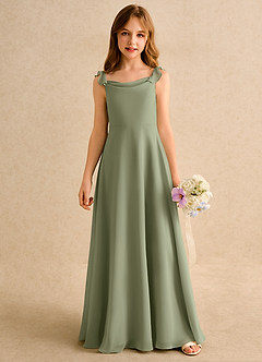 Azazie Puppy Girls Formal Flower Girl Dresses Pistachio A-Line Pleated Chiffon Dress image5