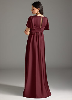 Azazie Verna Maternity Bridesmaid Dresses A-Line Ruched Stretch Satin Floor-Length Dress image2