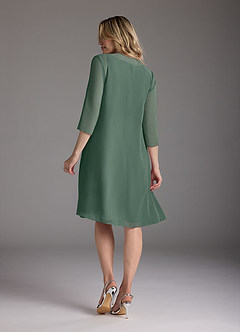 Azazie Shirley Mère de la mariée Robes Robe Trapèze en Mousseline de soie Plissé Scoop Mousse De Mer image3
