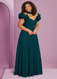 Barbie ♥ Azazie Bridesmaid Dresses Pine A-Line Off the Shoulder Chiffon Convertible Dress image12
