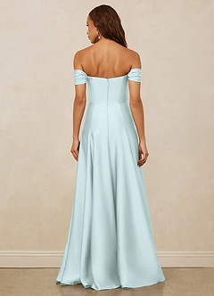 Christian Siriano Bridal for Azazie 1002 Bridesmaid Dresses Sea Glass A-Line Off the Shoulder Stretch Satin Convertible Dress image6
