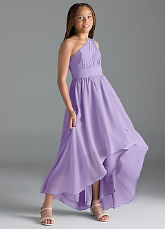 Azazie Mathilda Junior Lilac A-Line Pleated Chiffon Dress image3