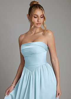 Azazie Zena Bridesmaid Dresses Sky Blue A-Line Strapless Stretch Satin Dress image3