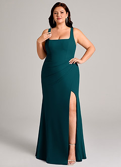 Azazie Mero Bridesmaid Dresses Pine Sheath Pleated Chiffon Dress image11