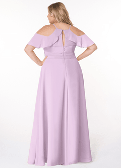 Azazie Dakota Brautjungfernkleider A-Linie V-Hals Gefaltet Chiffon Kleid Frostiges Flieder image8