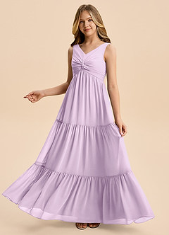 Azazie Devon Junior Linia A Marszczony Szyfon Długość podłogi Młodsza druhna Sukienka image6