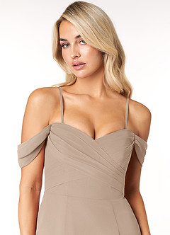 Azazie Joretta Bridesmaid Dresses Taupe A-Line Sweetheart Neckline Chiffon Convertible Dress image6