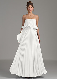 Azazie Alexia Bridesmaid Dresses White A-Line Ruched Chiffon Dress image4