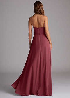 Azazie Wren Bridesmaid Dresses Merlot A-Line Side Slit Chiffon Convertible Dress image2