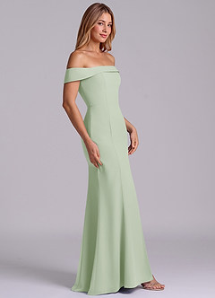 Azazie Luciana Brudtärnklänningar Klä av Tubklänning i Chiffong Av axeln Dusty Sage Konvertibel image5