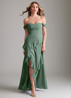 Azazie Sloane Bridesmaid Dresses Eucalyptus A-Line Sweetheart Neckline Chiffon Dress image5