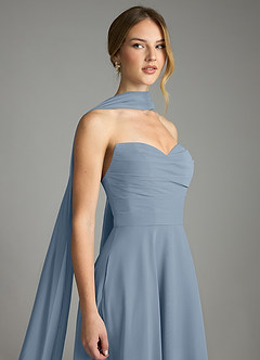 Azazie Ayla Abiti da Damigella Abito A-Line in Chiffon Scollo a Cuore Blu Polveroso image6