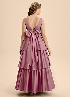 Azazie Meadowyn Junior Vintage Mauve A-Line Bow Stretch Satin Dress image2