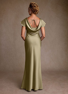 Azazie Shelby Mother of the Bride Dresses Moss Green Mermaid Pleated Stretch Satin Dress image2