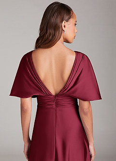 Azazie Pamela Brautjungfernkleider A-Linie Plissee Stretch-Satin Kleid Burgunderrot image6