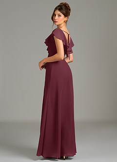 Azazie Kimmy Bridesmaid Dresses Cabernet A-Line Ruched Chiffon Dress image2