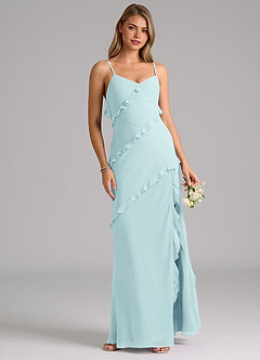 Azazie Nancie Bridesmaid Dresses Sea Glass Mermaid Ruched Chiffon Dress image4