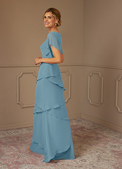 Azazie OHara Mother of the Bride Dresses Moody Blue A-Line V-Neck Chiffon Dress image10