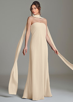 Azazie Ilana Bridesmaid Dresses Champagne A-Line Strapless Chiffon Dress image5