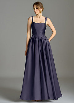 Azazie Verina Bridesmaid Dresses Stormy A-Line Pleated Stretch Satin Dress image1