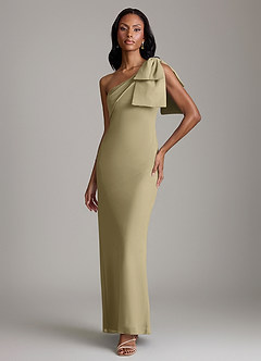 Azazie Yuanna Bridesmaid Dresses Moss Green Mermaid One Shoulder Chiffon Dress image1