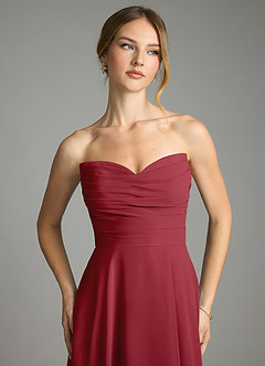 Azazie Ayla Abiti da Damigella Abito A-Line in Chiffon Scollo a Cuore Melograno image4