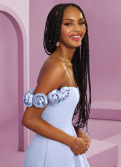 Barbie ♥ Azazie Bridesmaid Dresses Ice A-Line Off the Shoulder Chiffon Convertible Dress image10