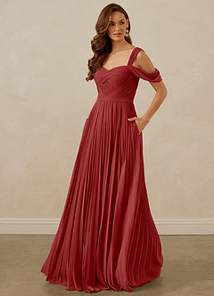 Christian Siriano Bridal for Azazie 1013 Bridesmaid Dresses Rust A-Line Off the Shoulder Chiffon Dress image1