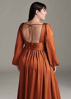 Azazie Norah Bridesmaid Dresses Cinnamon A-Line Stretch Satin Dress image13