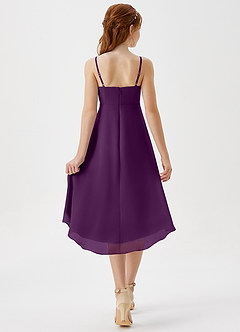 Azazie Mariam Junior Grape A-Line Pleated Chiffon Dress image2