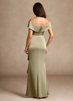 Azazie Dareia Mother of the Bride Dresses Moss Green Mermaid Off the Shoulder Stretch Satin Dress image5