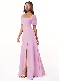 Azazie Alani Bridesmaid Dresses Candy Pink A-Line Square Neckline Chiffon Dress image3