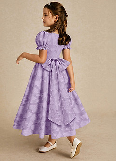 Azazie Joss Flower Girl Dresses Lilac A-Line with Sleeves Floral Burnout Dress image2
