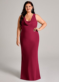Azazie Rylina Bridesmaid Dresses Burgundy Mermaid Pleated Chiffon Dress image7