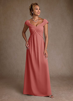 Azazie Myrtle Mother of the Bride Dresses Antique Rose A-Line Pleated Chiffon Dress image1