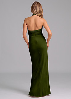 Azazie Jemma Bridesmaid Dresses Olive Sheath Pleated Velvet Dress image7